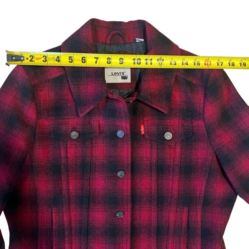 Levi’s Wool Blend Red/Black Buffalo Plaid Jacket Hip Length Size Large - Picture 7 of 10